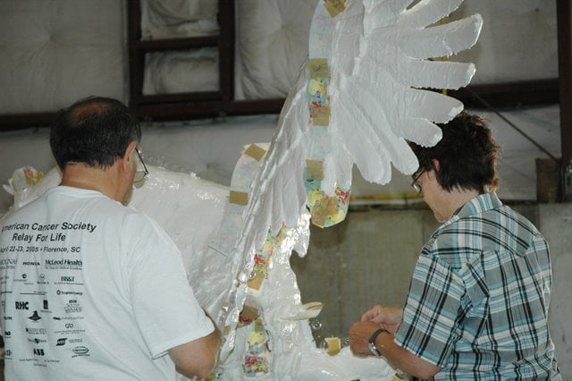 Alex and Carla working on the eagle